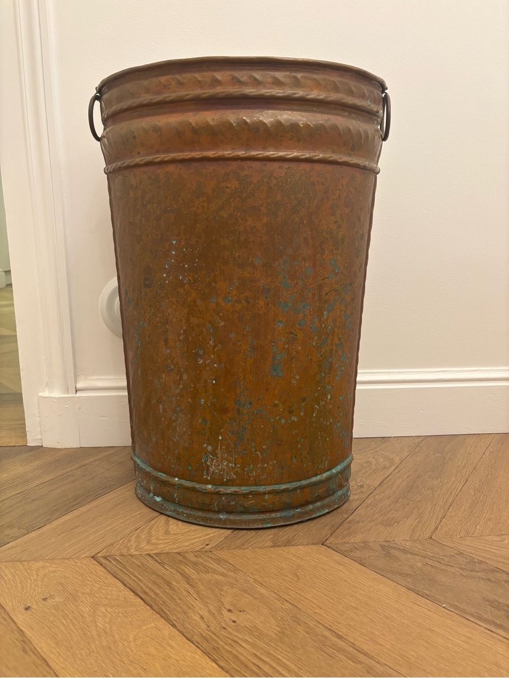 Antique Swiss All Copper Umbrella Holder Bucket Large Classic Piece Handles